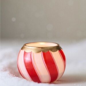 Anthropologie Holiday Round Ornament Votive | Red & White | NIB